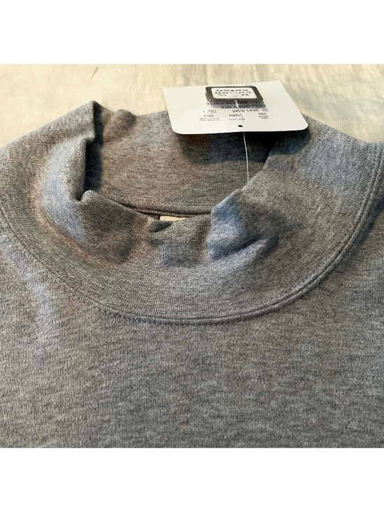 CHEROKEE Sweaters - T-SHIRT, MOCK NECK, GREY, SIZE XL, LONG SLEEVES, 100% COTTON, SIDE SLITS,